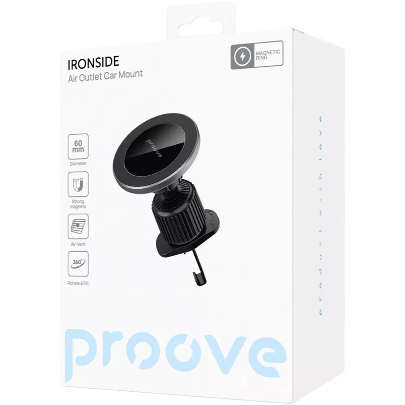 Держатель автомобильный Proove Ironside Air Outlet Car Mount Magnetic Ring Black (CHIS00000001)