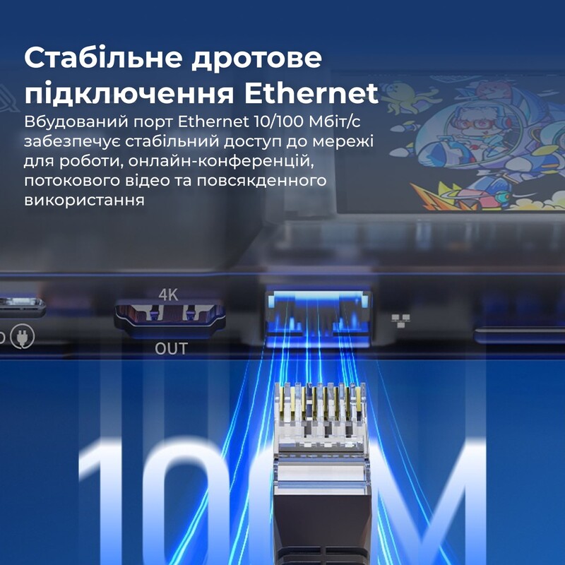 USB-хаб Ajazz USB Type-C с дисплеем HDMI 4K PD 100 Вт (AKP01E-B)