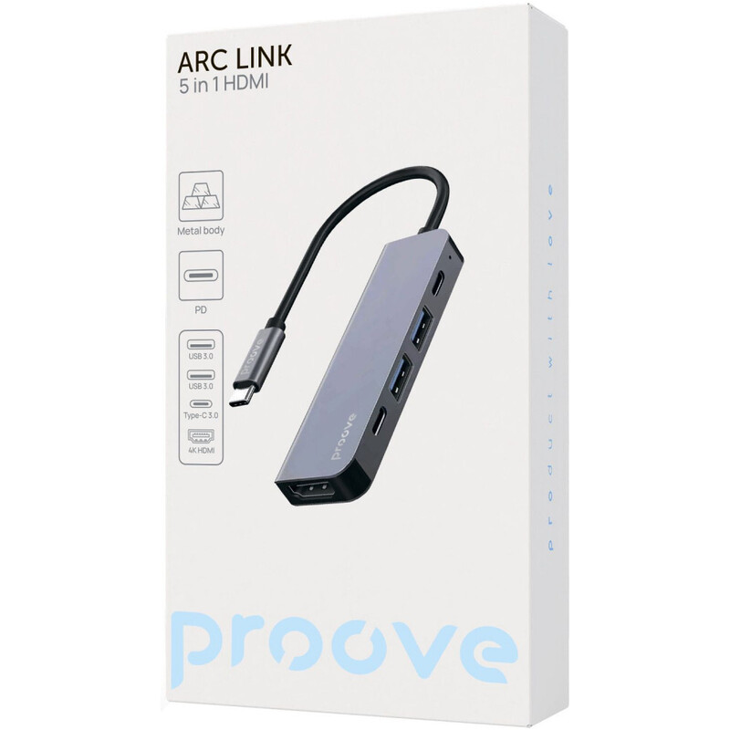 USB-хаб Proove Arc Link USB-C 5-in-1 Silver (HBAL00010604)