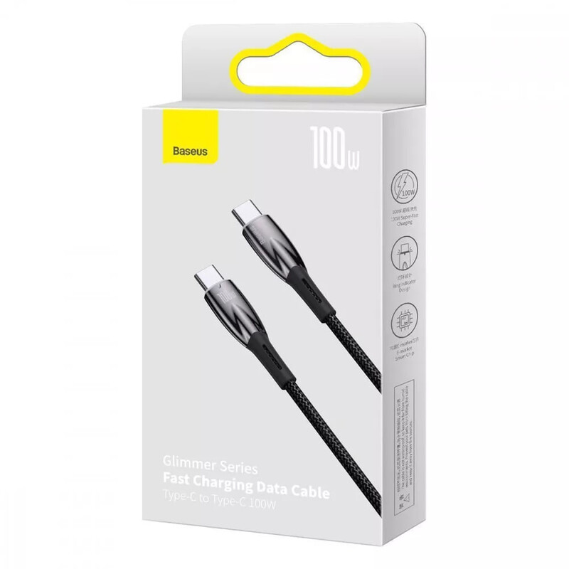Кабель Baseus Glimmer Series Fast Charging USB Type-C - USB Type-C (M/M), 100W, 1 м, Black (CADH000701)