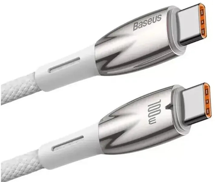 Кабель Baseus Glimmer Series Fast Charging USB Type-C - USB Type-C (M/M), 100W, 1 м, White (CADH000702)