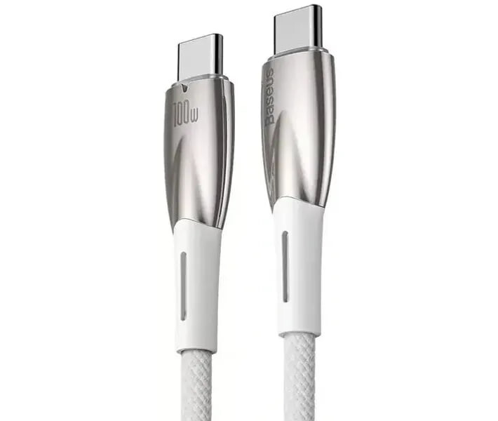 Кабель Baseus Glimmer Series Fast Charging USB Type-C - USB Type-C (M/M), 100W, 1 м, White (CADH000702)