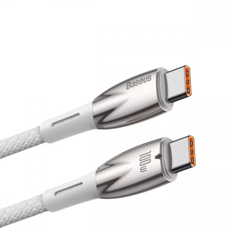 Кабель Baseus Glimmer Series Fast Charging USB Type-C - USB Type-C (M/M), 100W, 2 м, White (CADH000802)