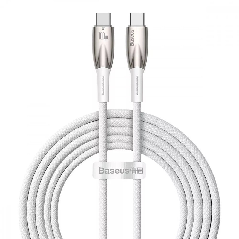 Кабель Baseus Glimmer Series Fast Charging USB Type-C - USB Type-C (M/M), 100W, 2 м, White (CADH000802)
