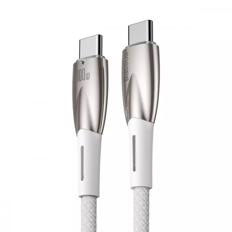 Кабель Baseus Glimmer Series Fast Charging USB Type-C - USB Type-C (M/M), 100W, 2 м, White (CADH000802)