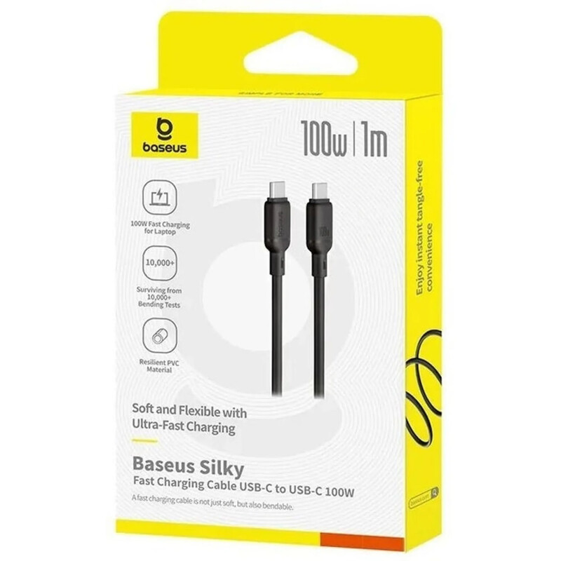 Кабель Baseus Silky Series Fast Charging USB Type-C - USB Type-C (M/M), 100W, 1 м, Black (P10377704113-00)