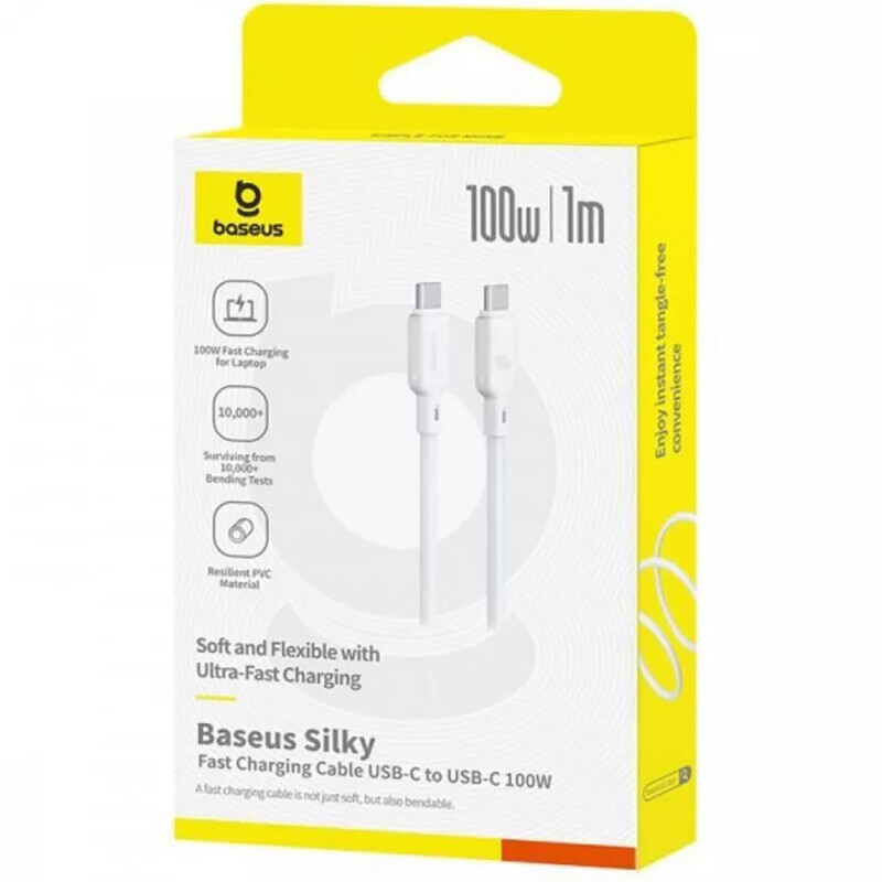 Кабель Baseus Silky Series Fast Charging USB Type-C - USB Type-C (M/M), 100W, 1 м, White (P10377704213-00)