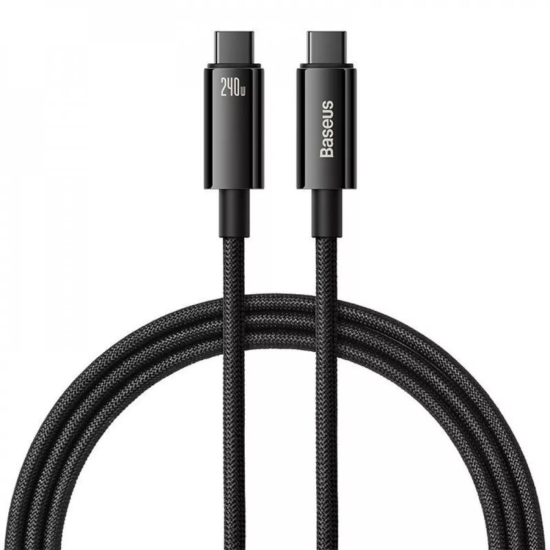 Кабель Baseus Tungsten Gold Fast Charging USB Type-C - USB Type-C (M/M), 240W, 1 м, Black (CAWJ040001)