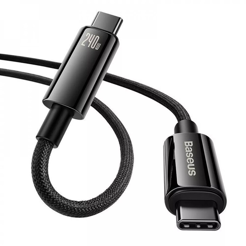 Кабель Baseus Tungsten Gold Fast Charging USB Type-C - USB Type-C (M/M), 240W, 1 м, Black (CAWJ040001)