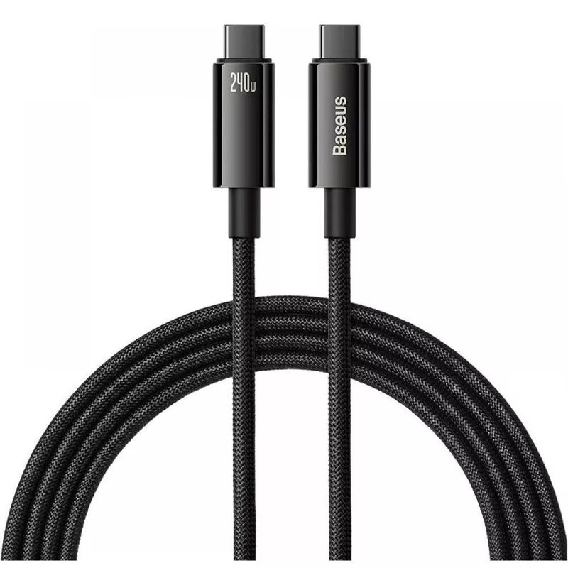 Кабель Baseus Tungsten Gold Fast Charging USB Type-C - USB Type-C (M/M), 240W, 3 м, Black (CAWJ040201)