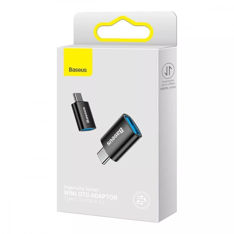 Адаптер Baseus Ingenuity mini OTG USB - USB Type-C (M/F), Black (ZJJQ000001)