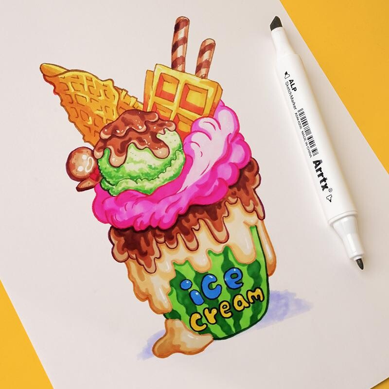 Спиртові маркери Arrtx Alp ASM-02YL 40 кольорів, жовтий тон (LC302185)