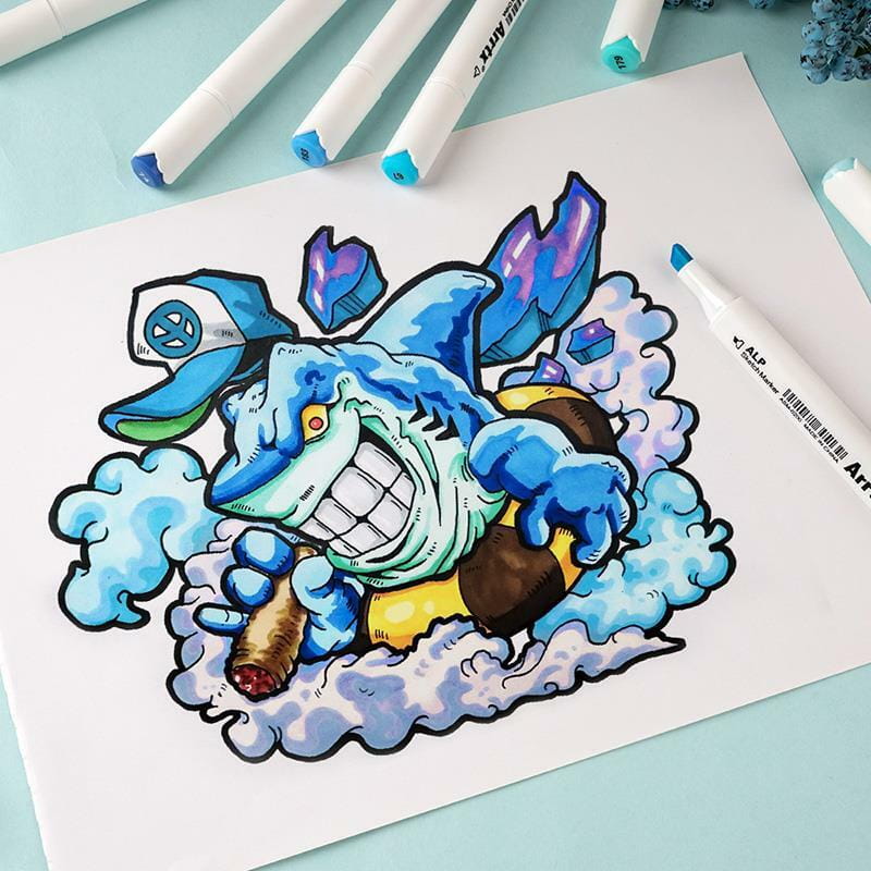 Спиртовые маркеры Arrtx Alp ASM-02BU 24 цвета, синие оттенки (LC302215)