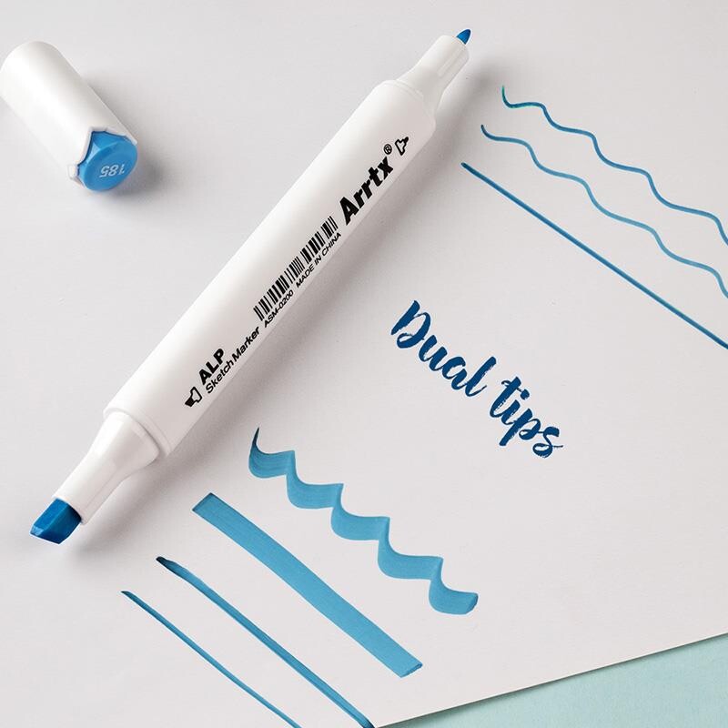 Спиртові маркери Arrtx Alp ASM-02BU 24 кольори, сині відтінки (LC302215)