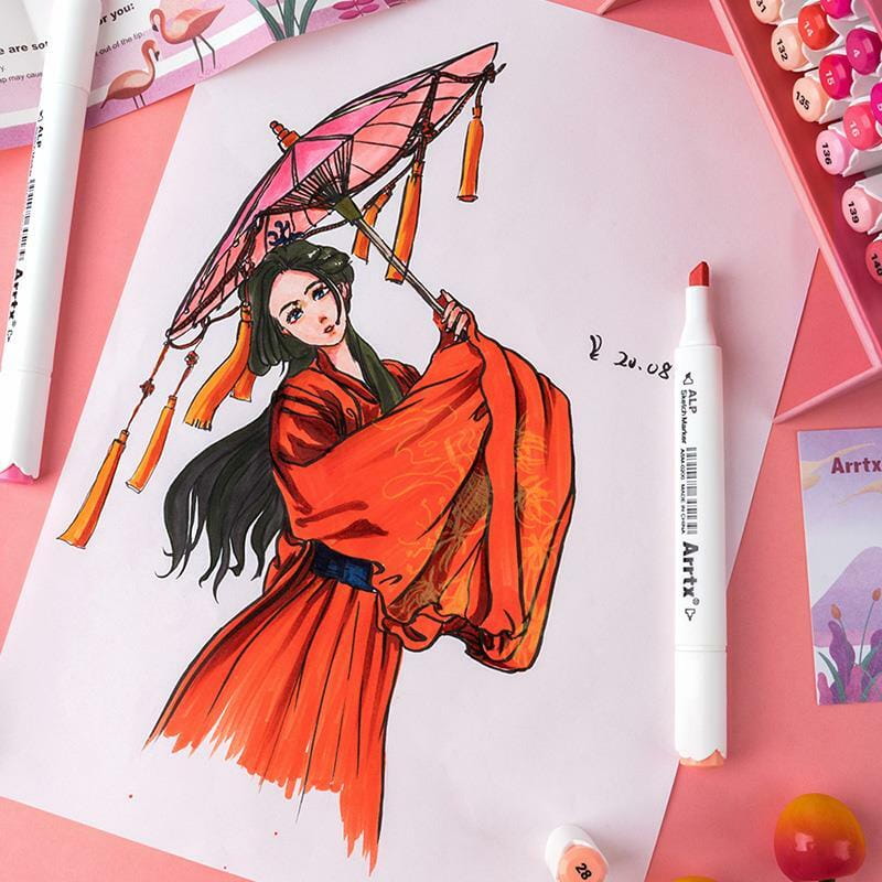 Спиртові маркери Arrtx Alp ASM-02RD 24 кольори, червоні відтінки (LC302215)