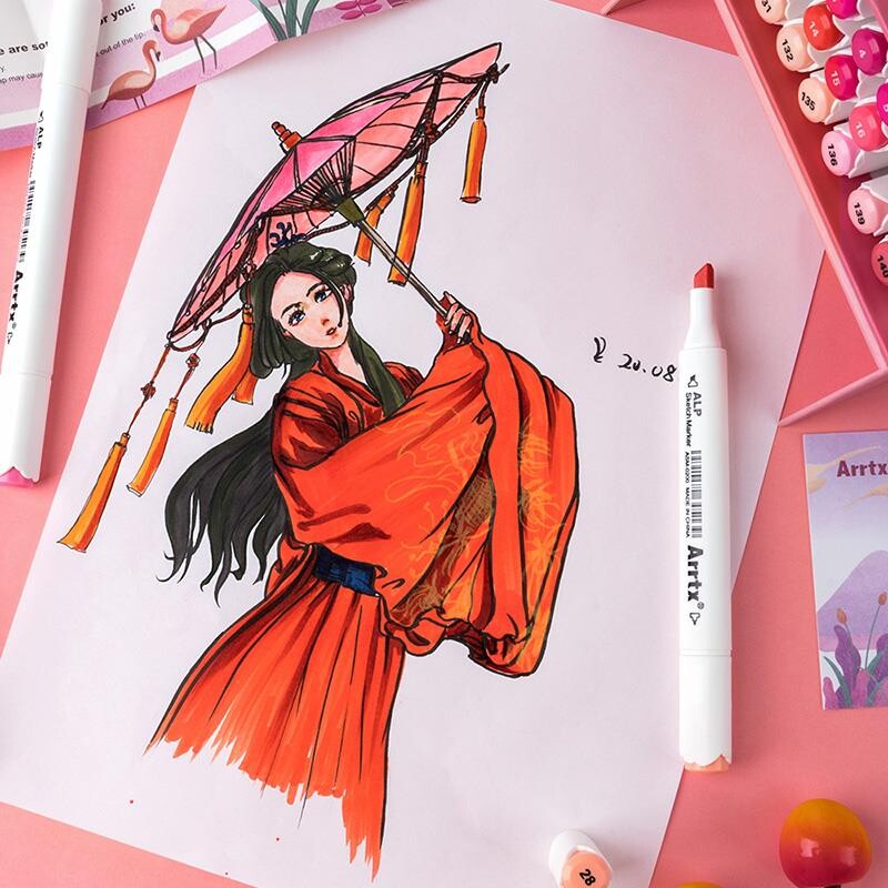 Спиртові маркери Arrtx Alp ASM-02RD 24 кольори, червоні відтінки (LC302215)