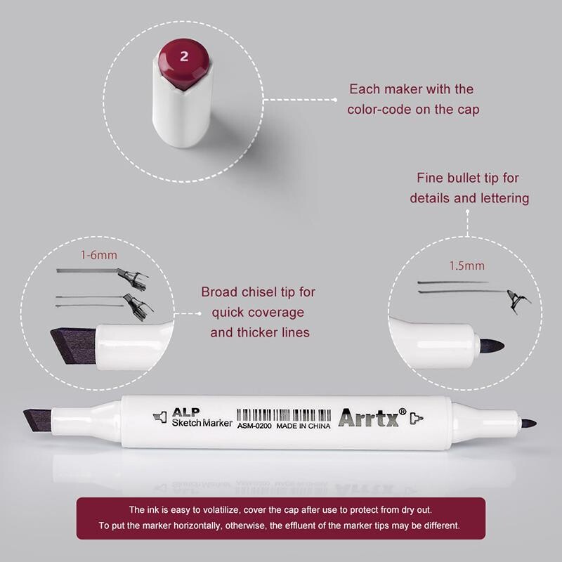 Спиртові маркери Arrtx Alp ASM-02RD 24 кольори, червоні відтінки (LC302215)