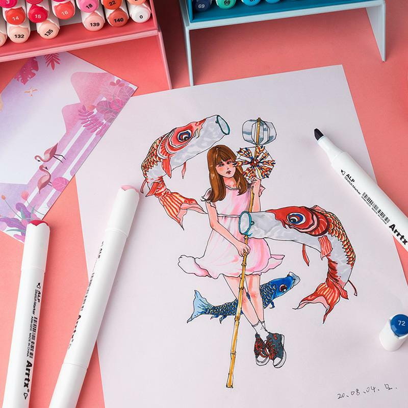 Спиртові маркери Arrtx Alp ASM-02RD 24 кольори, червоні відтінки (LC302215)