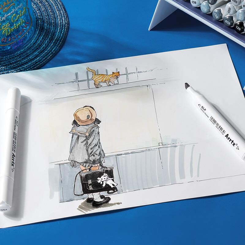 Спиртові маркери Arrtx Alp ASM-02GY 32 кольори, сірі відтінки (LC302215)