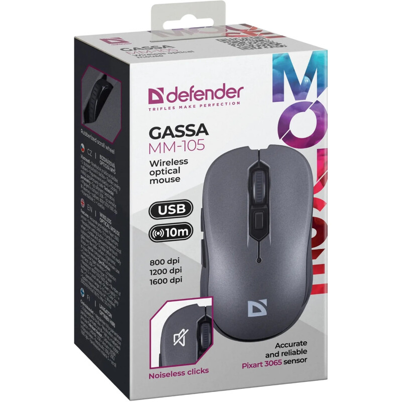 Миша бездротова Defender Gassa MM-105 Grey (52104)