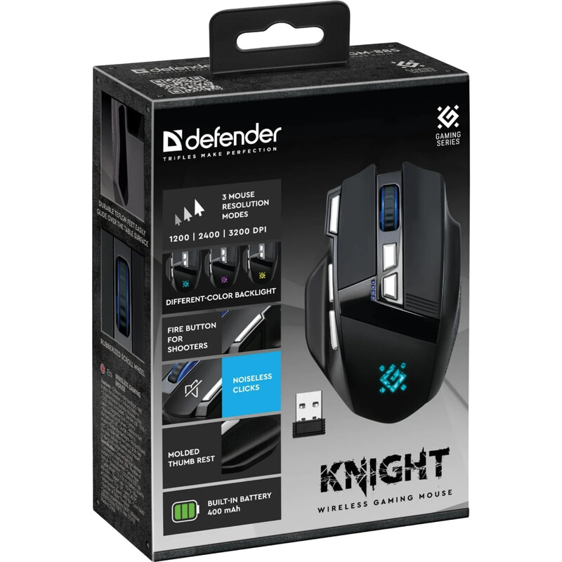 Миша бездротова Defender Knight GM-885 Black (52885)