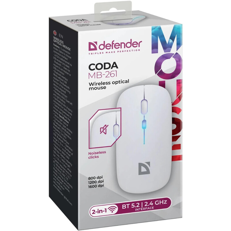 Миша бездротова Defender Coda MB-261 White (52262)