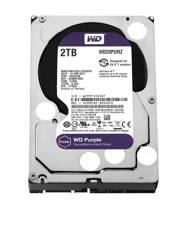 Накопитель HDD SATA 2.0TB WD Purple 5400rpm 64MB (WD20PURZ)