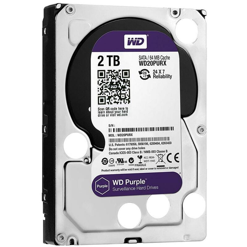 Накопитель HDD SATA 2.0TB WD Purple 5400rpm 64MB (WD20PURZ)