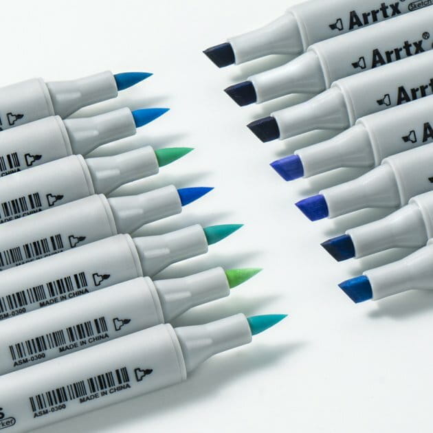 Спиртові маркери Arrtx Oros ASM-03BU 24 кольора, сині відтінки (LC302529)