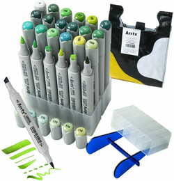 Спиртовые маркеры Arrtx Oros ASM-03GN 24 цвета, зеленые оттенки (LC302512)
