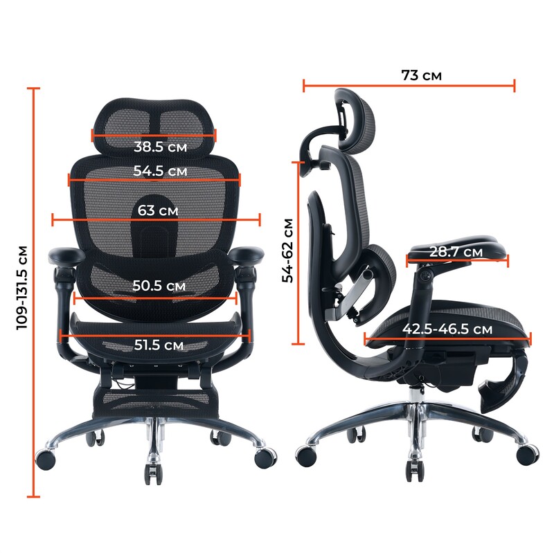 Крісло офісне Sihoo Doro C300 PRO V2 Black з підставкою для ніг (C300-PRO-V2-B101-JT)