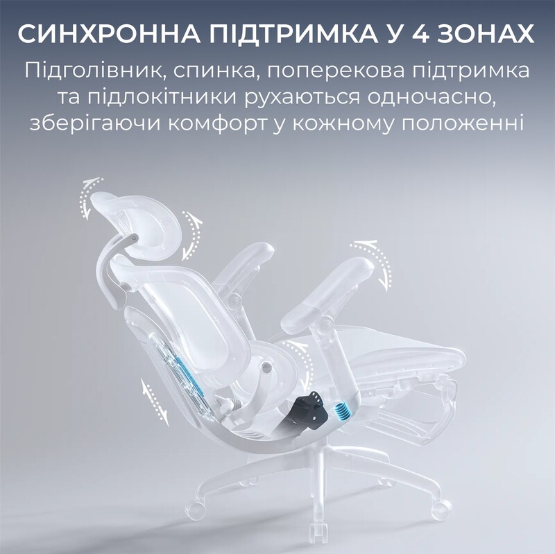 Крісло офісне Sihoo Doro C300 Lite V2 White з підставкою для ніг (C300-LITE-V2-B102-JT)