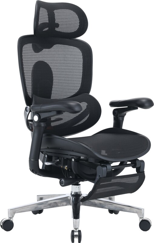 Крісло офісне Sihoo Doro C500 V2 Ultra Black з підставкою для ніг (C500-V2-B101-JT)