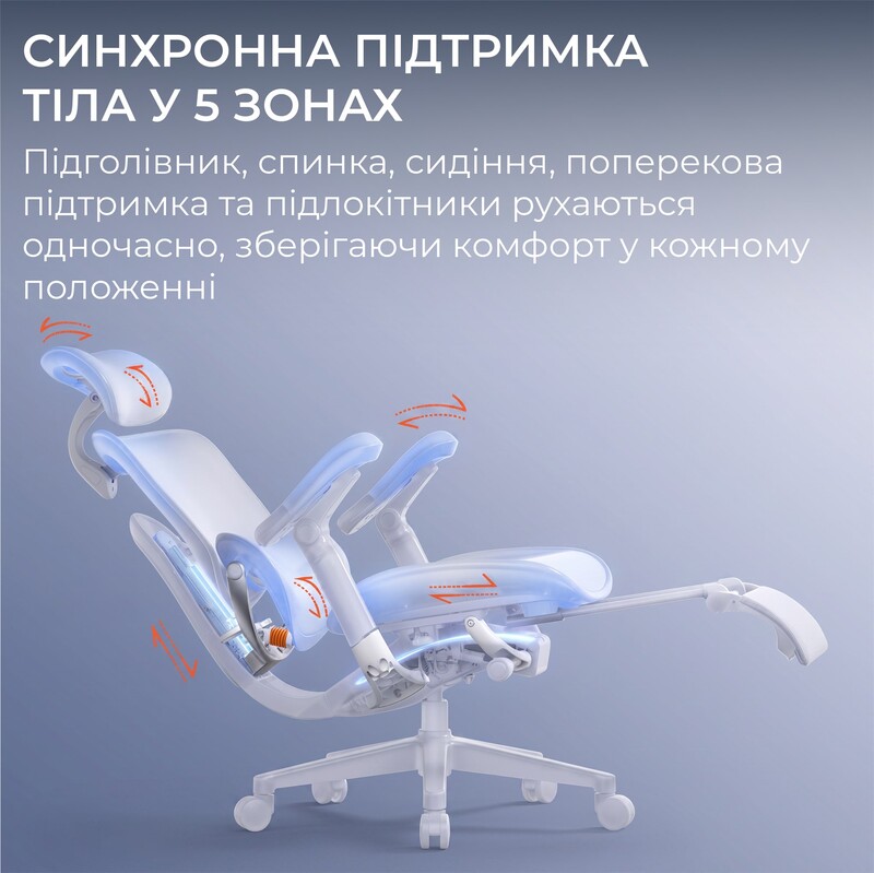 Крісло офісне Sihoo Doro C500 V2 Ultra Black з підставкою для ніг (C500-V2-B101-JT)