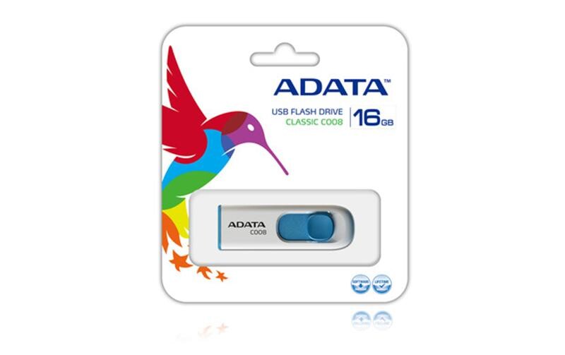 Флеш-накопичувач USB 16GB A-Data C008 White/Blue (AC008-16G-RWE)