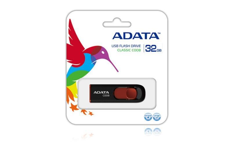 Флеш-накопичувач USB 32GB A-Data C008 Black/Red (AC008-32G-RKD)