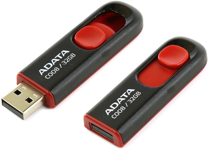 Флеш-накопичувач USB 32GB A-Data C008 Black/Red (AC008-32G-RKD)