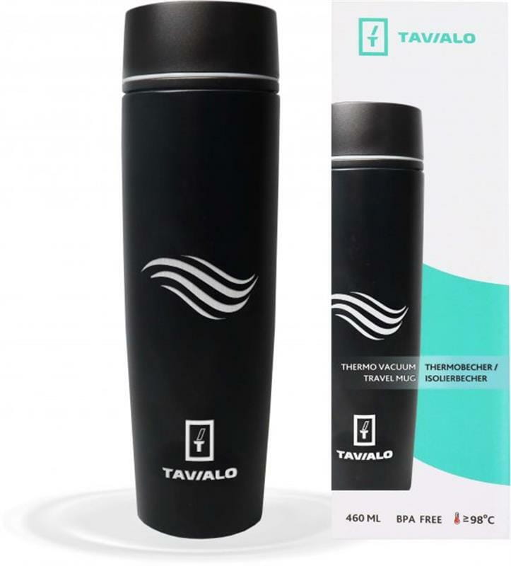 Термопляшка Tavialo 460 мл матовий чорний + 2 ущільнювальних кільця (190460101)