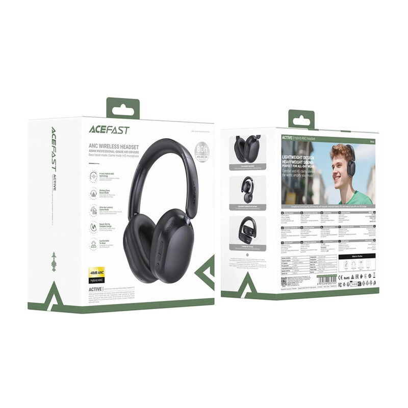 Bluetooth-гарнитура Acefast H12 Black (6974316285724)