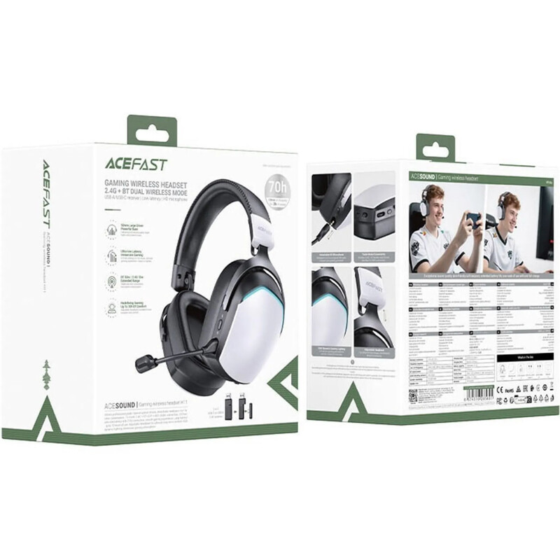 Bluetooth-гарнитура Acefast H11 White (6974316285601)