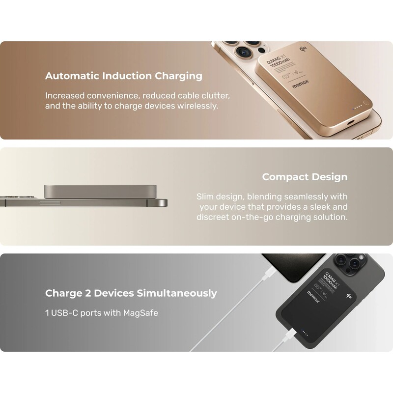 Универсальная мобильная батарея Momax Q.Mag X1 10000mAh 20W Black (IP136Q2D)