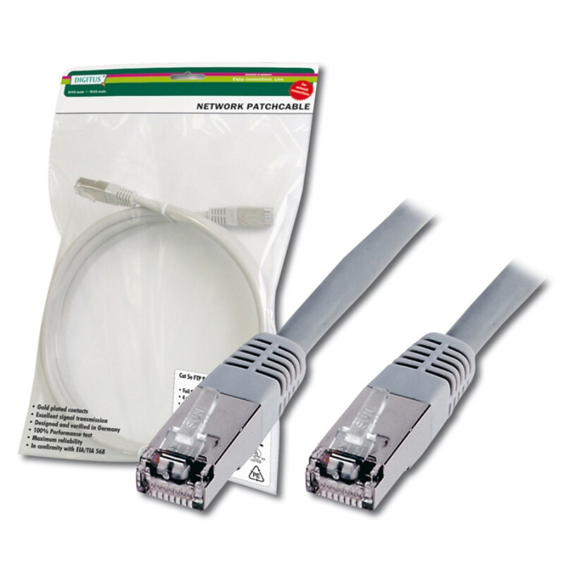 Патч-корд Digitus cat.5e, SF-UTP, 5м, AWG 26/7, сірого кольору (DK-1531-050)