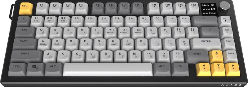 Клавіатура бездротова Ajazz AF82 Black/Gray/Yellow (AF82-BGY)