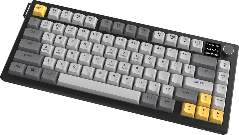 Клавіатура бездротова Ajazz AF82 Black/Gray/Yellow (AF82-BGY)