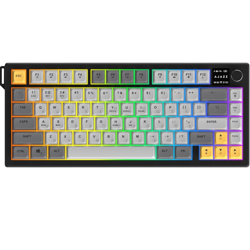 Клавіатура бездротова Ajazz AF82 Black/Gray/Yellow (AF82-BGY)