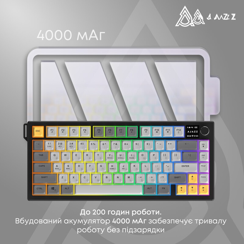 Клавіатура бездротова Ajazz AF82 Blue/White (AF82-BW)