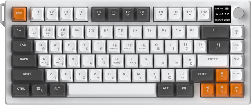 Клавіатура бездротова Ajazz AF82 Gray/White/Orange (AF82-GWO)