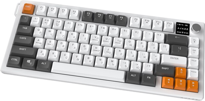 Клавіатура бездротова Ajazz AF82 Gray/White/Orange (AF82-GWO)