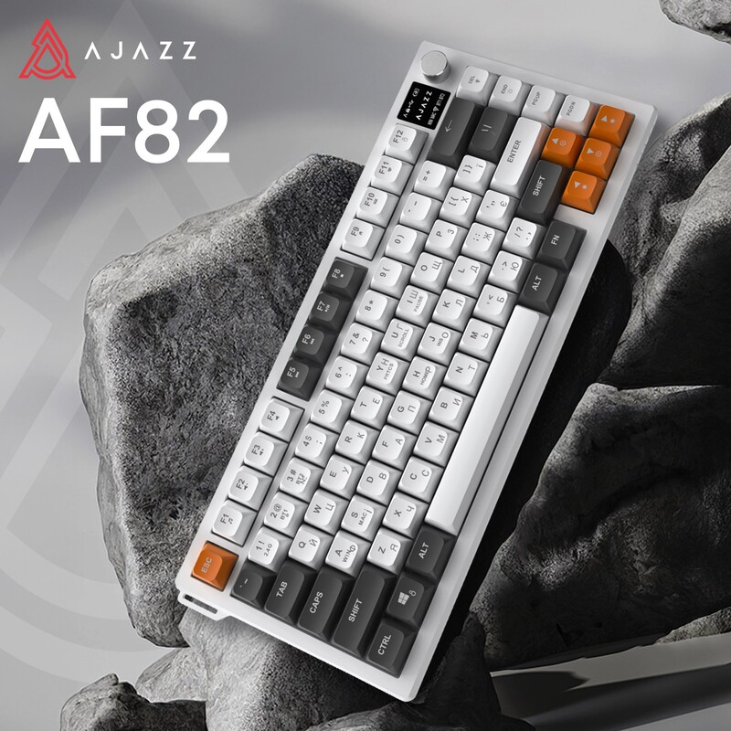 Клавіатура бездротова Ajazz AF82 Gray/White/Orange (AF82-GWO)