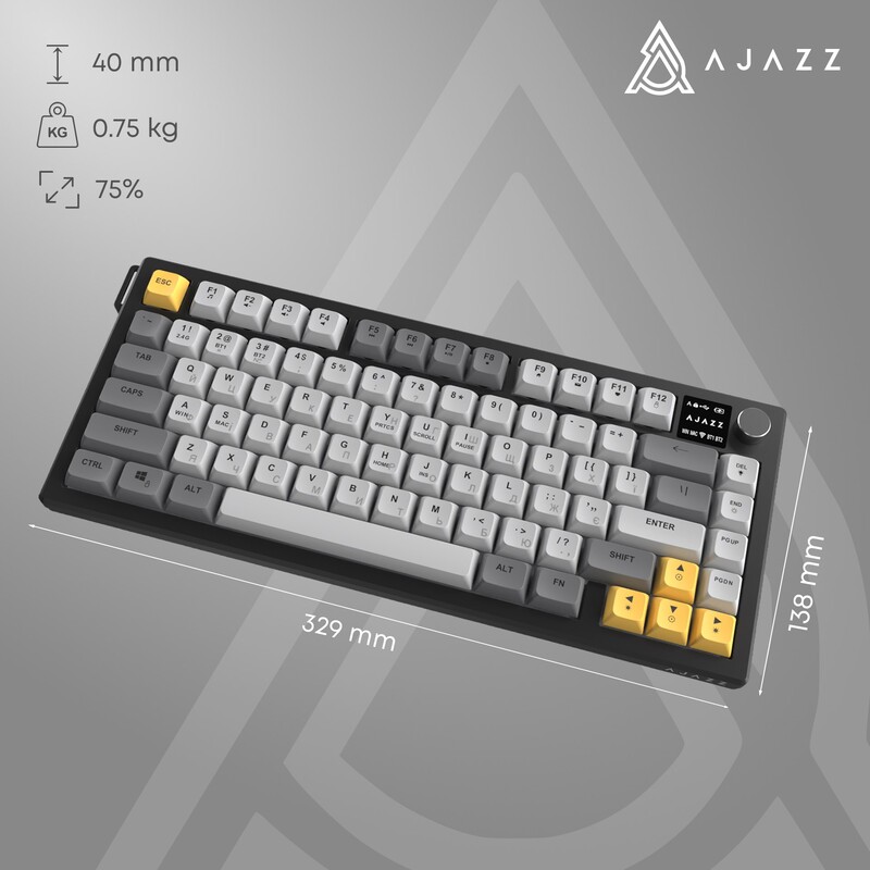 Клавіатура бездротова Ajazz AF82 Gray/White/Orange (AF82-GWO)